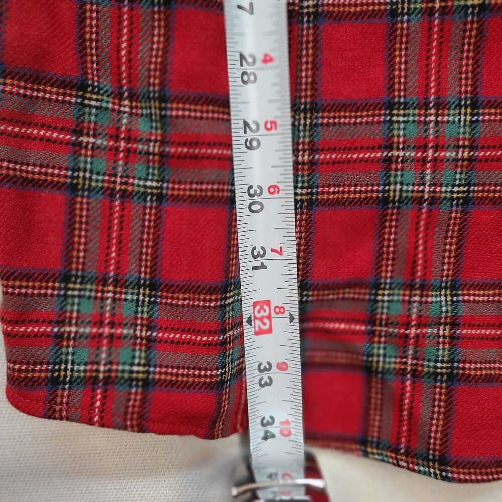 Pendleton Red Tartan Plaid Wool Button Front Mini Shirt Dress Pockets XS USA - Picture 4 of 9